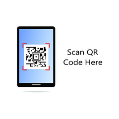 QR code in the middle of the blue screen smartphone image