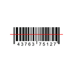 vector barcode with red line in the middle