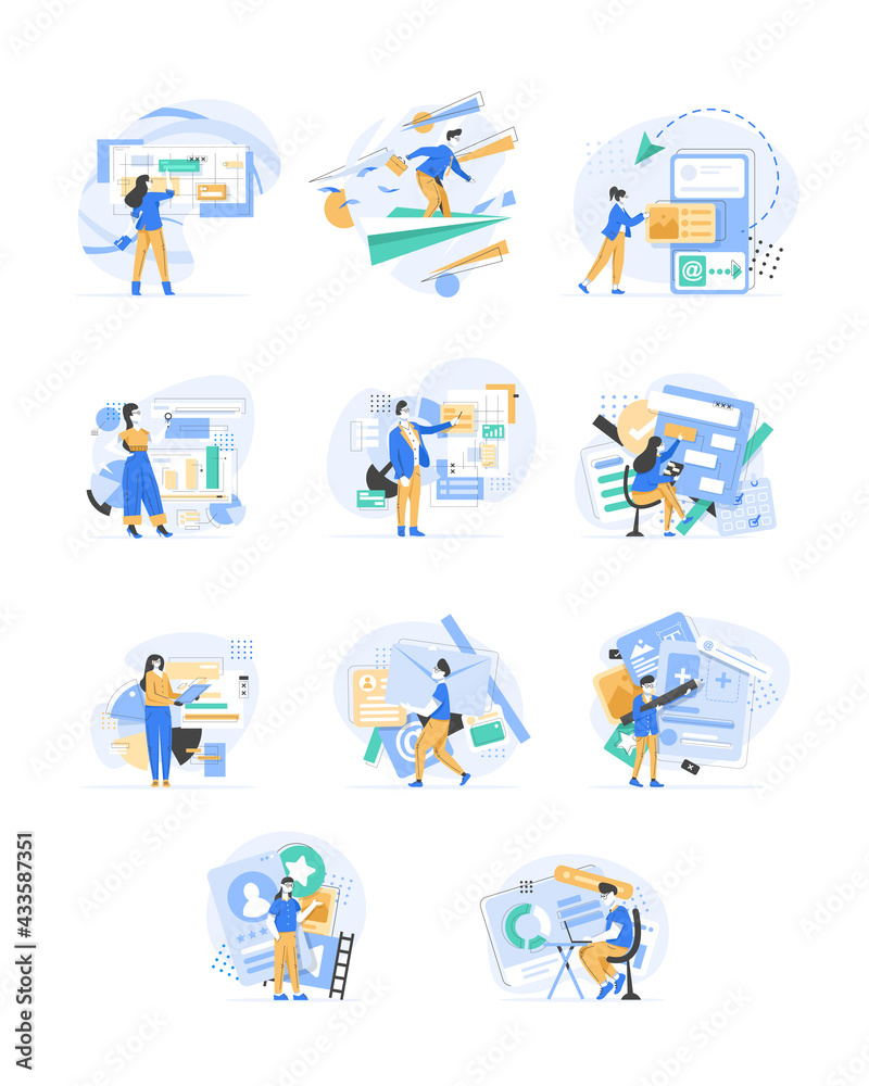 Poster designers are working on the desing of web page,web design, user interface ui and user experience ux