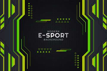 Modern Gaming and Social Media Banner Green and Metallic Grey Background