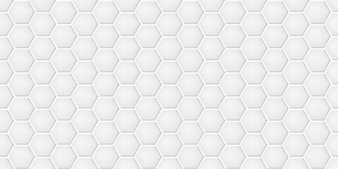 White ceramic hexagon tiles wall texture abstract background vector illustration