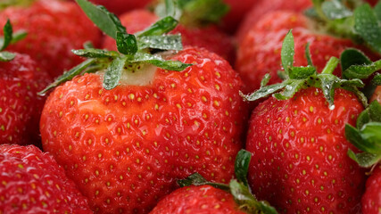 fresh strawberry close up. Summer Dessert