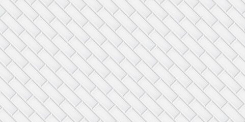 White ceramic tiles diagonal pattern texture abstract background vector illustration