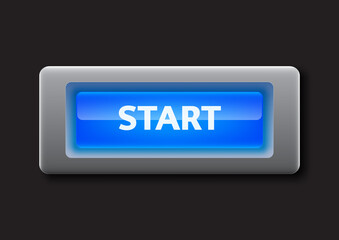 Blue start button vector illustration