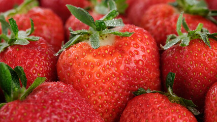 fresh strawberries close up. Summer Dessert