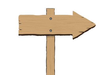 Retro brown wooden plank arrow shaped sign board vector illustration