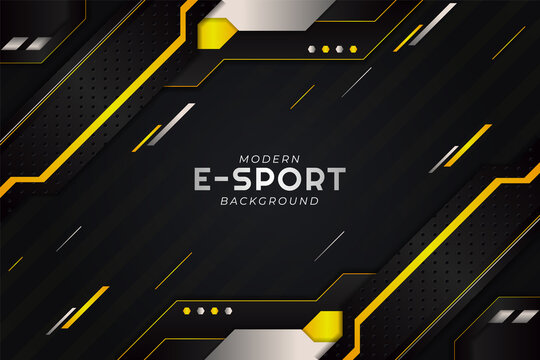 Futuristic Modern Gaming and Social Media Banner Diagonal Glossy Yellow and Dark Metallic Grey Background