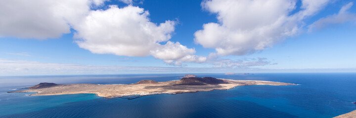 Panorama view of La Graciosa Island. Lanzarote. Canary Islands