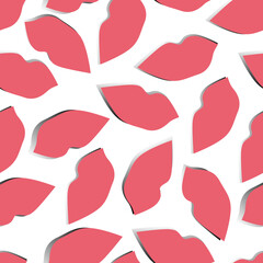 Simple seamless pattern with lip-shaped elements. Collage effect. Design for textiles and wallpaper.