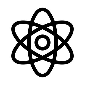 Vector high quality atom line icon isolated on white background. Genetics and science concept illustration