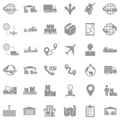 Supply Chain Icons. Gray Flat Design. Vector Illustration.