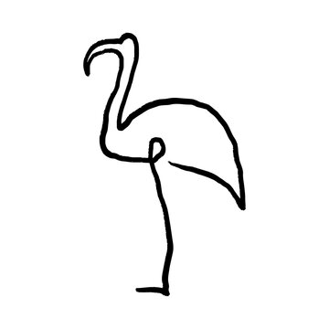 recommend clip art: Black minimalist modern linear flamingo bird sketch. One line drawing.