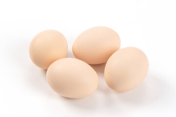 Raw native chicken eggs on white background