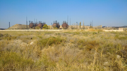 Fototapeta na wymiar territory of an abandoned power plant in yerevan