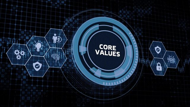 Business, Technology, Internet and network concept. Core values responsibility ethics goals company concept.