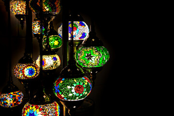 Arabic Mosaic Glass Lamps Turkish and Moroccan Multi-color 