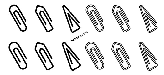 Paper clip flat icons set. Vector isolated elements