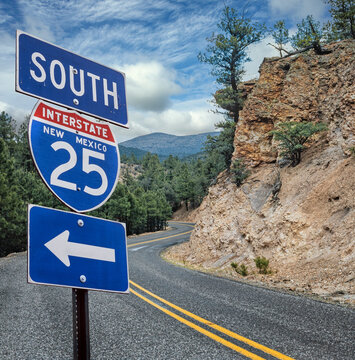 Highway sign. Highway 25 Gila Forest New Mexico USA