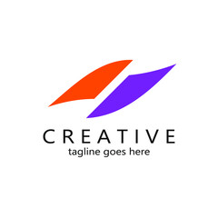 Two waves orange and purple logo image