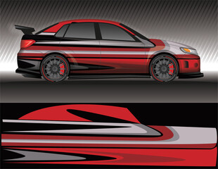 Obraz premium Car livery wrap decal, rally race style vector illustration abstract background