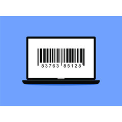 vector barcode on blue laptop screen