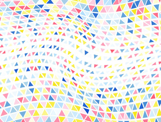 Retro triangles halftone background. Triangular elements transition cover background. Digital triangles halftone grid.