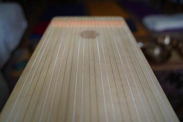 Close up monochord, sound healing instrument for therapy, yoga and mediatation 
