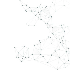 Geometric plexus structure cybernetic concept. Network nodes greyscale plexus background. Coordinates structure grid shape vector. Molecule, atoms or neurons. Net grid of node points, lines matrix.