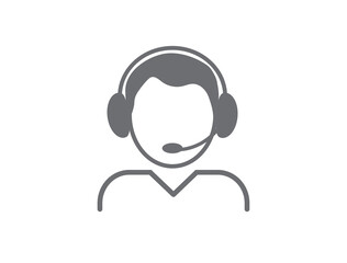 Customer support icon. Call center operator icon on white background. Vector illustration.