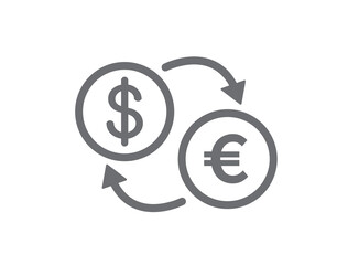 Exchange money icon on white background. Currency Dollar and  euro. Vector illustration.