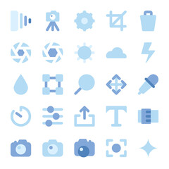 Blue flat icons for camera.