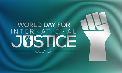 World day for international Justice is a day celebrated throughout the globe on July 17 as part of an effort to recognize the emerging system of international criminal justice. Vector illustration.