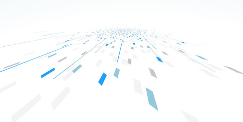 Abstract vector blue background, communication technology concept, 3d bits flying in perspective, futuristic abstraction. © Sylverarts