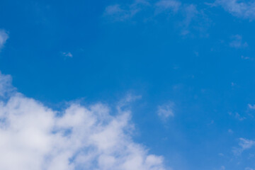 Blue sky with white clouds, copy space, background with place for text