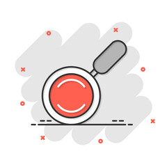Loupe sign icon in comic style. Magnifier cartoon vector illustration on white isolated background. Search splash effect business concept.