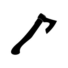 Black and white image of an axe on a white background.