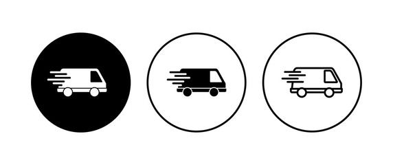 Fast shipping delivery truck icon set. Delivery truck icon. fast delivery icon