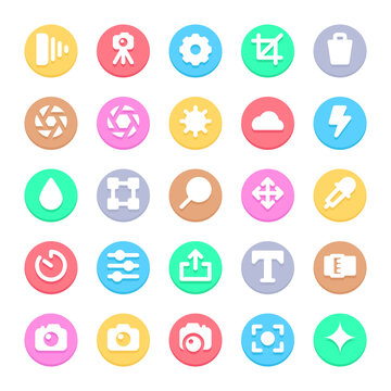 Circle color glyph icons for camera.