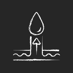 Moisture wicking fabric feature chalk white icon on black background. Draw moisture away property textile. Fiber capable of absorbing water. Isolated vector chalkboard illustration