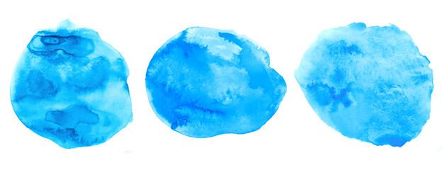 blue watercolor stain texture set of three