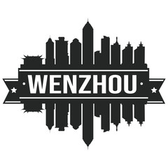 Wenzhou China. Skyline Silhouette City. Cityscape Design Vector. Famous Monuments Tourism.