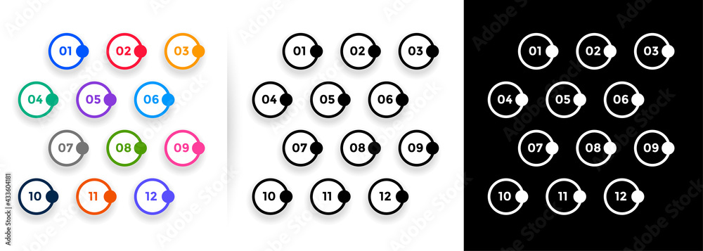 Wall mural bullet points circles shape numbers set