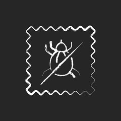 Dust mite proof textile quality chalk white icon on black background. Fabric feature. Health care fiber property. Special material characteristic. Isolated vector chalkboard illustration