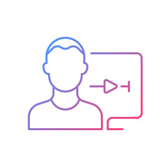 Streaming service user account gradient linear vector icon. Watching video at home. Account for personal use. Thin line color symbols. Modern style pictogram. Vector isolated outline drawing
