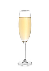 Elegant flute of champagne isolated on white
