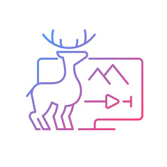 Documentaries streaming gradient linear vector icon. Nonfiction filmmaking. True-crime series. Fact-checked shows. Thin line color symbols. Modern style pictogram. Vector isolated outline drawing
