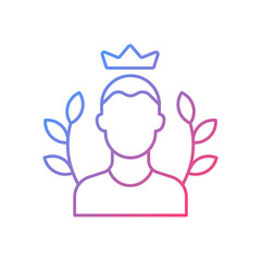 Premium subscriber gradient linear vector icon. Paid version subscription. Ad-free access to video content. Thin line color symbols. Modern style pictogram. Vector isolated outline drawing