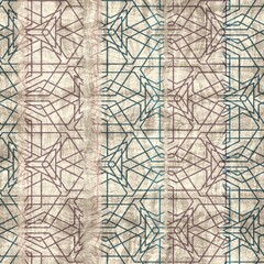 Seamless blue pink cream and navy surface pattern. High quality illustration. Overlaid and multiplied distressed and grungy worn abstract design for print. Detailed artistic repeat tile swatch.