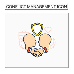 Building trust color icon. Trusting relationships. Friendly atmosphere. Successfully handles, resolves issues sensibly, fairly.Communication concept. Isolated vector illustration