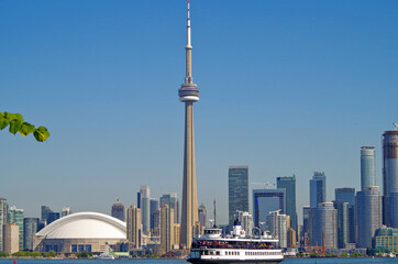Breathtaking panoramic skyline cityscape scenery of downtown Toronto, Canada on Lake Erie with...
